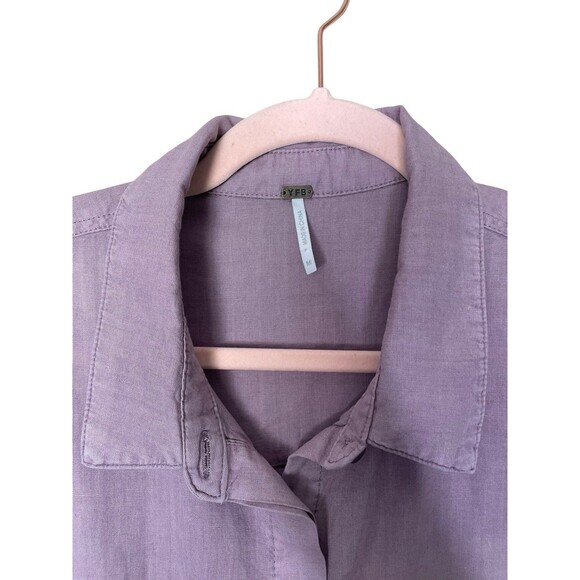 Young Fabulous & Broke Linen Blend Mini Shirt Dress Size M LavenderBeach Coverup - Picture 3 of 11